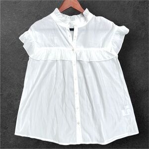 NWOT 🇯🇵 Discoat White Shirt Ruffled Oversized White Blouse Top Free Size M-L